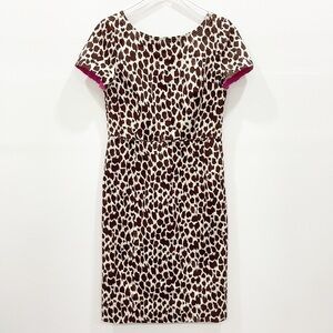 J. Crew V-Back Giraffe Print Sheath Dress Bi-Stretch Cotton A0715 New Size 8